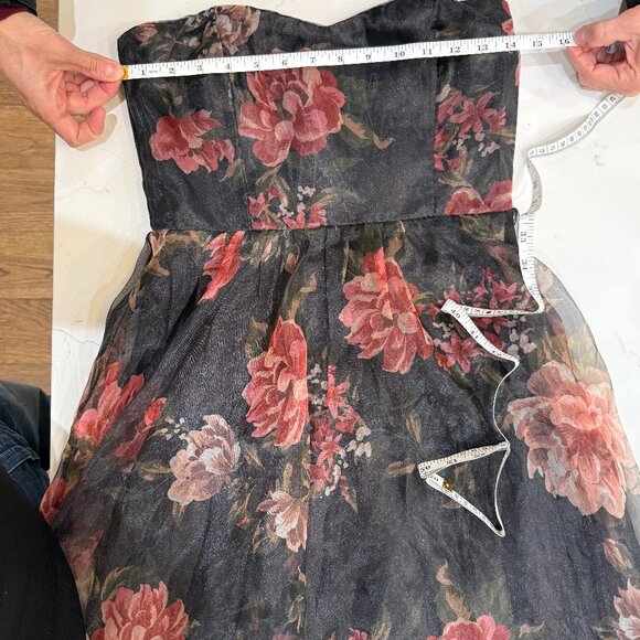 NWT Lulus Truly Extraordinary Black Floral Organza Strapless Maxi Dress - Size S - Picture 5 of 5